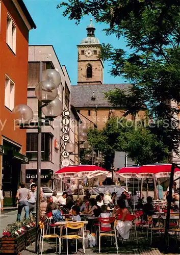 AK / Ansichtskarte Schweinfurt Partie am Marktplatz Strassencafe Kirche Schweinfurt