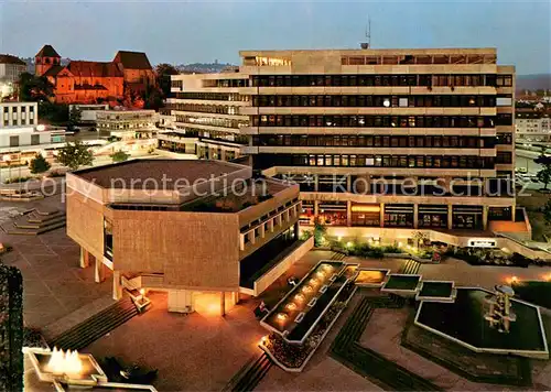 AK / Ansichtskarte Pforzheim Schloss  und Stiftskirche St. Michael Rathaus Ratssaalgebaeude Marktplatz Fussgaengerzone Wasserspiele Pforzheim