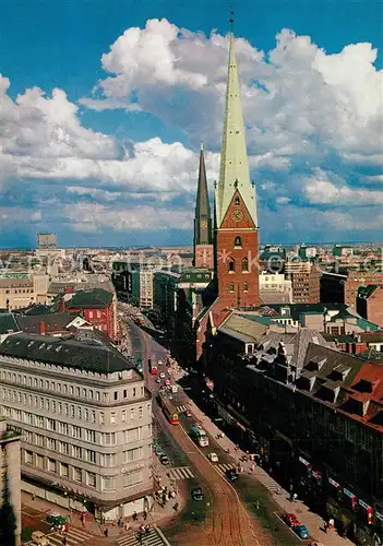 AK / Ansichtskarte Hamburg Moenckebergstrasse mit Petrikirche Hamburg