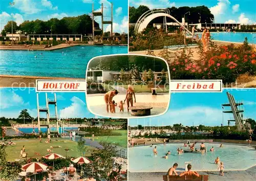 AK / Ansichtskarte Holtorf_Weser Freibad Sprungturm Holtorf Weser