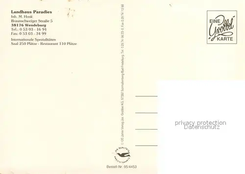 AK / Ansichtskarte Wendeburg Landhaus Paradies Restaurant Festsaal Wendeburg