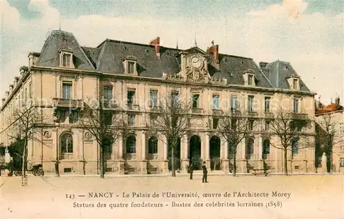 AK / Ansichtskarte Nancy_54 Le Palais de lUniversite oeuvre de lArchitecte Morey Statues des quatre fondateurs Bustes des celebrites lorraines 