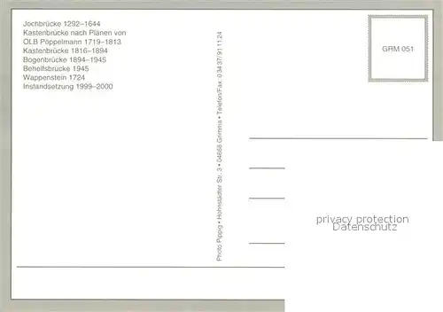 AK / Ansichtskarte Grimma Poeppelmannbruecke Grimma