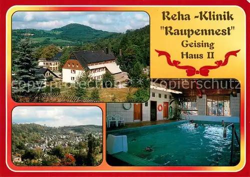 AK / Ansichtskarte Geising_Erzgebirge Reha Klinik Raupennest Hallenbad Panorama Geising Erzgebirge