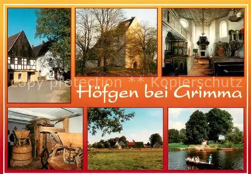 AK / Ansichtskarte Hoefgen_Grimma Kirche Wassermuehle Faehre 
