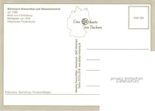 AK / Ansichtskarte Oberwiesenthal_Erzgebirge Boehmisch Wiesenthal und Oberwiesenthal um 1920 Fichtelberg Marktplatz Historische Postkutsche Oberwiesenthal Erzgebirge