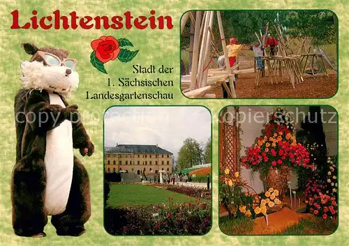 AK / Ansichtskarte Lichtenstein_Sachsen Spielplatz im Stadtpark Palaisgarten Blumenhalle Gruenthal Lichtenstein_Sachsen