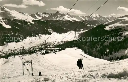 AK / Ansichtskarte Strela Skilift mit Blick auf Schatzalp und Davos Strela