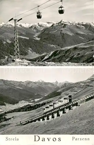 AK / Ansichtskarte Strela Gondelbahn Schatzalp mit Sertigtal Parsennbahn mit Piz dAela Tinzenhorn und Piz Michel Strela