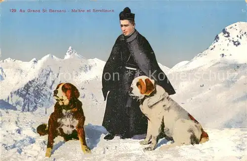 AK / Ansichtskarte Grand_St_Bernard Maitre et Serviteurs Grand_St_Bernard