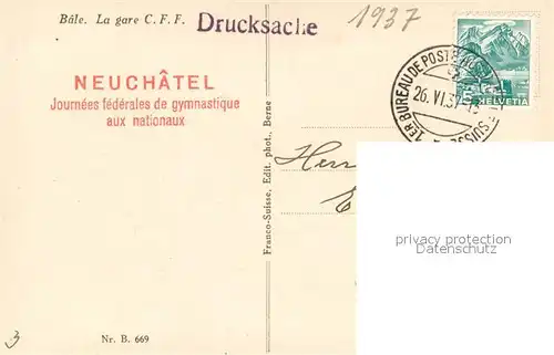 AK / Ansichtskarte Basel_BS Bundesbahnhof Basel_BS