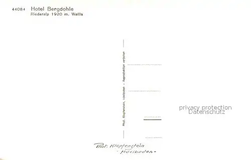 AK / Ansichtskarte Riederalp Hotel Bergdohle Riederalp