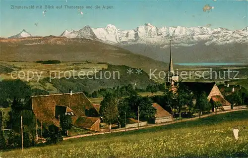 AK / Ansichtskarte Zimmerwald_BE mit Blick auf Thunersee und die Alpen 