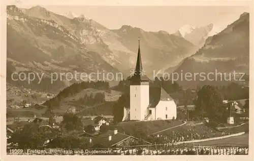 AK / Ansichtskarte Frutigen_BE mit Kirche Bluemlisalp und Doldenhorn Frutigen BE