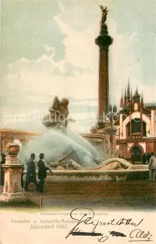 AK / Ansichtskarte Ausstellung_Industrie_Gewerbe_Kunst_Duesseldorf_1902  Centauren Gruppe vor dem Kunstpalast Ausstellung_Industrie