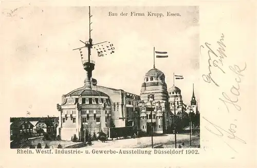 AK / Ansichtskarte Ausstellung_Industrie_Gewerbe_Kunst_Duesseldorf_1902  Bau der Firma Krupp Essen Ausstellung_Industrie