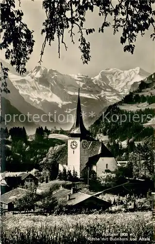 AK / Ansichtskarte Frutigen_BE Kirche mit Balmhorn und Altels Frutigen BE
