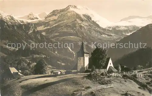 AK / Ansichtskarte Lauenen_BE Wildhorn mit Kirche 