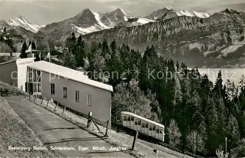 AK / Ansichtskarte Beatenberg Station mit Schreckhorn Eiger Moench Jungfrau Beatenberg