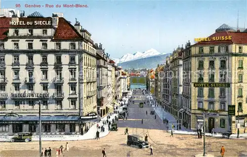 AK / Ansichtskarte Geneve_GE Rue de Mont Blanc Strassenbahn Geneve_GE