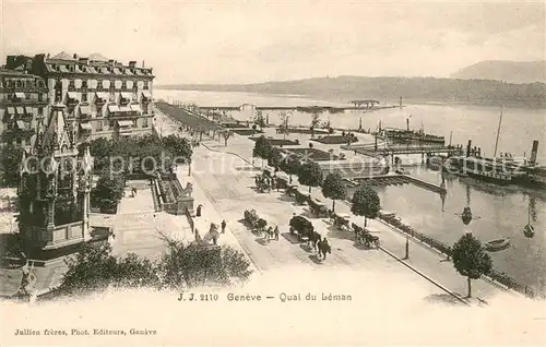 AK / Ansichtskarte Geneve_GE Quai du Leman Kutsche Geneve_GE