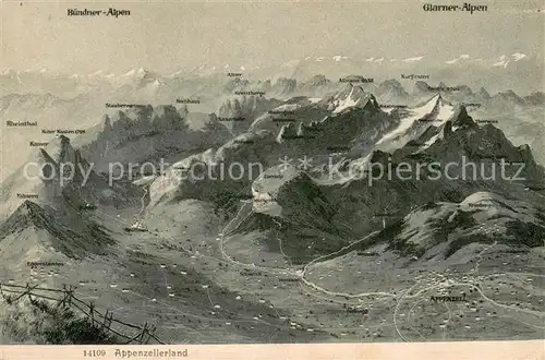 AK / Ansichtskarte Appenzell_IR Buendner Alpen Glarner Alpen Berge Appenzell IR
