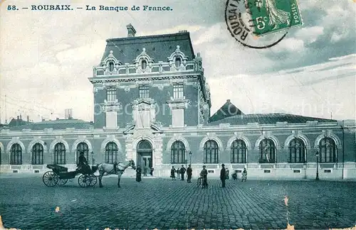 AK / Ansichtskarte Roubaix_59 La Banque de France Pferdekutsche 