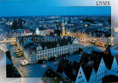 AK / Ansichtskarte Rynek_Podgorze Stadtpanorama Blick vom Turm der Elisabethkirche auf Ring Nachtaufnahme Rynek Podgorze