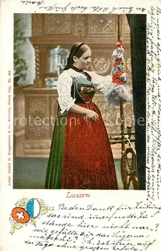 AK / Ansichtskarte Luzern__LU Frau am Spinnrad 