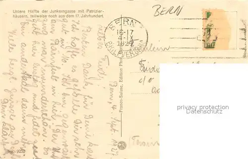 AK / Ansichtskarte Bern_BE Junkerngasse Patrizierhaeuser Bern_BE