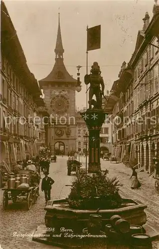AK / Ansichtskarte Bern_BE Zeitglockenturm u. Zaehringerbrunnen Milchwagen Bern_BE
