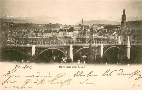 AK / Ansichtskarte Bern_BE Teilansicht m. Alpen Bern_BE