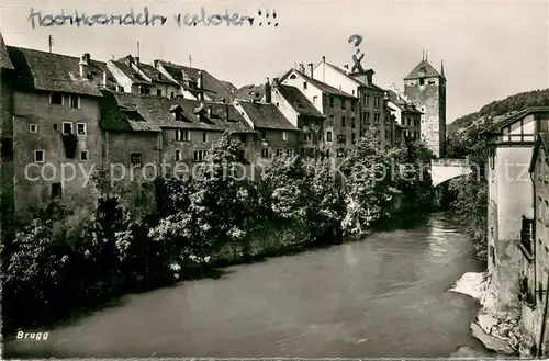 AK / Ansichtskarte Brugg_AG Teilansicht m. Fluss Brugg_AG