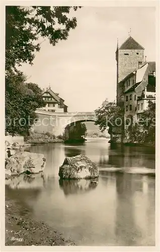 AK / Ansichtskarte Brugg_AG Teilansicht m. Bruecke Brugg_AG