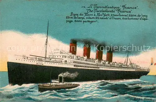 AK / Ansichtskarte Dampfer_Oceanliner Le Transatlantique France 