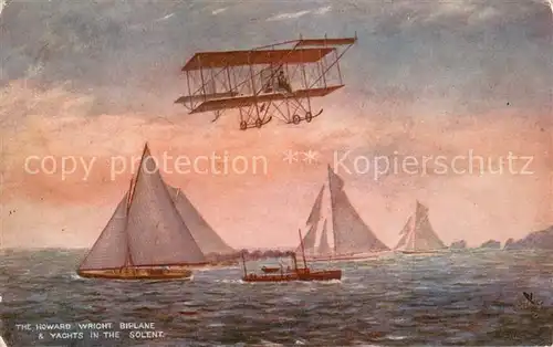 AK / Ansichtskarte Segelflug The Howeard Wricht Biplane & yachts in the solent 