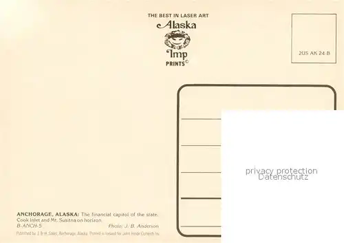 AK / Ansichtskarte Anchorage Financial capitol of the state Cook Inlet and Mount Susitna on horizon 