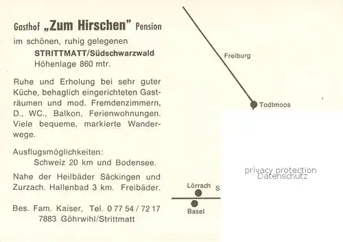 AK / Ansichtskarte Strittmatt Gasthof Pension zum Hirsch Gastraum Fremdenzimmer Strittmatt