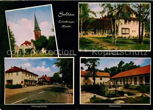 AK / Ansichtskarte Soltau Haus Heidland Gymnasium Hamburgerstrasse St.Johanniskirche Soltau