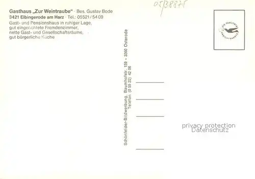 AK / Ansichtskarte Elbingerode_Harz Gasthaus Zur Weintraube Elbingerode Harz
