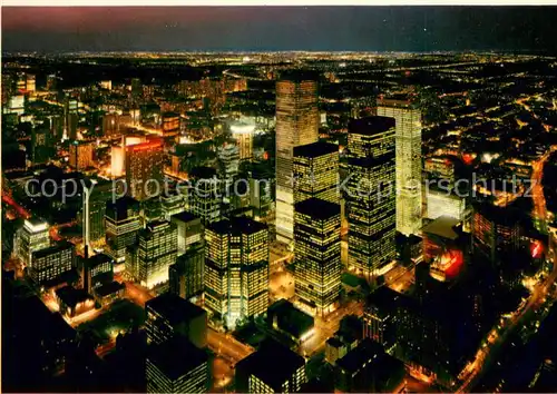 AK / Ansichtskarte Toronto_Canada CN Tower Downtown Skyscrapers at night aerial view Toronto Canada