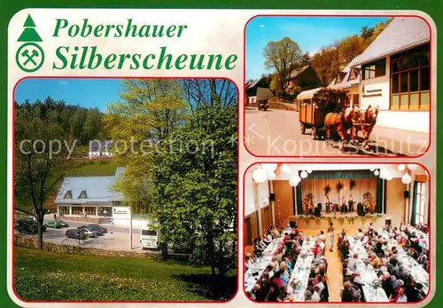 AK / Ansichtskarte Pobershau Haus des Gastes Pobershauer Silberscheune Festsaal Pferdewagen Pobershau