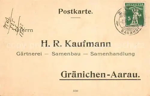 AK / Ansichtskarte Graenichen H.R.Kaufmann Gaertnerei Samenhandlung Geschaeftsschreiben Graenichen