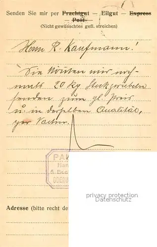 AK / Ansichtskarte Graenichen H.R.Kaufmann Gaertnerei Samenhandlung Geschaeftsschreiben Graenichen