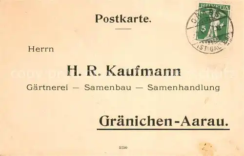 AK / Ansichtskarte Graenichen H.R.Kaufmann Gaertnerei Samenhandlung Geschaeftsschreiben Graenichen