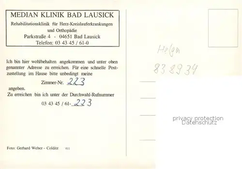 AK / Ansichtskarte Bad_Lausick Median Klinik Aussenansicht Bad_Lausick