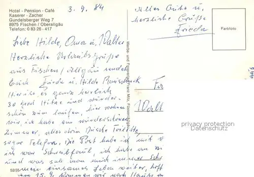 AK / Ansichtskarte Fischen_Allgaeu Hotel Kaserer Zacher Teilansichten Fischen Allgaeu