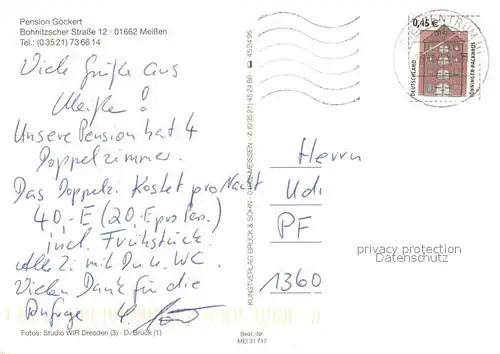 AK / Ansichtskarte Meissen_Elbe_Sachsen Pension Goeckert Meissen_Elbe_Sachsen