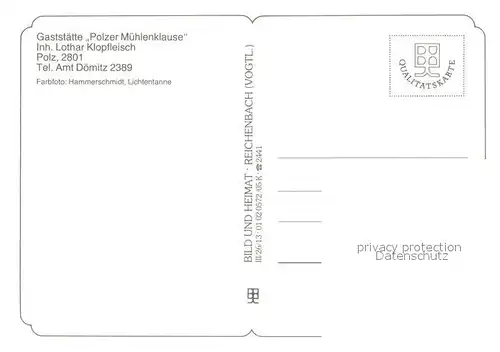 AK / Ansichtskarte Polz_Doemitz Gaststaette Polzer Muehlenklause Polz Doemitz