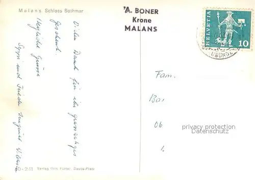 AK / Ansichtskarte Malans_GR Schloss Bothmar 